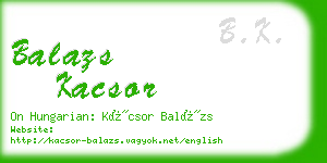 balazs kacsor business card